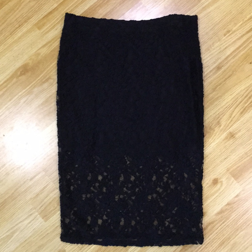 Crush Black Lace Pencil Skirt size Large